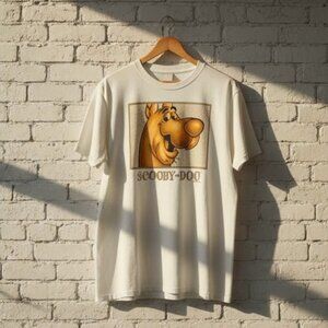 Vintage 90s Cartoon Mystery Dog Graphic Tee White Unisex  Made in USA